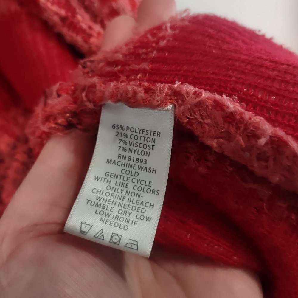 Women's Red/Orange Fuzzy Soft Cardigan - Picture 5 of 6